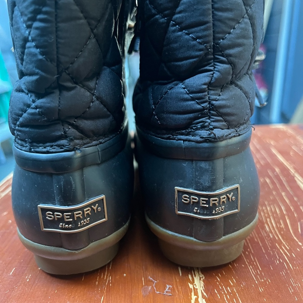 Sperry Black Quilted Ankle Boots